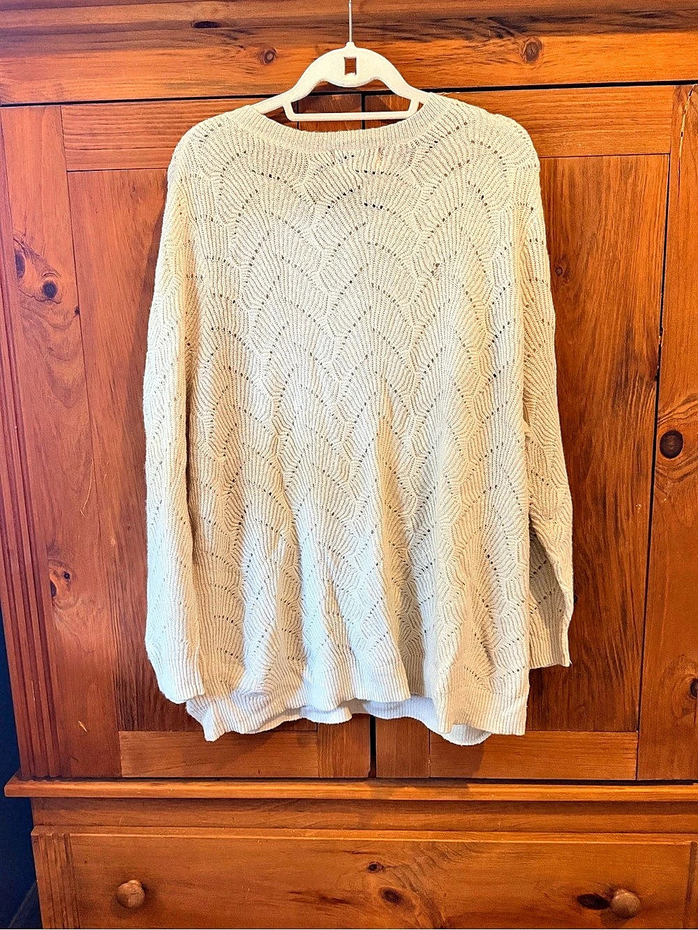 Old Navy Pointelle-Knit Crew Neck Sweater Cream Size 3X Plus